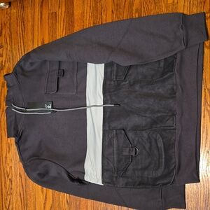 Flora White Stripe Hoodie - Black. BLACK-GREY / L